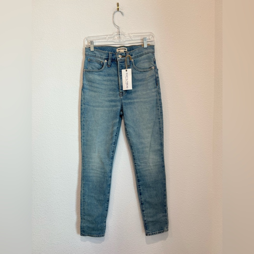 NWT Madewell Rivet & Thread 11” High Rise Skinny Jeans Buttons Fly Size 27